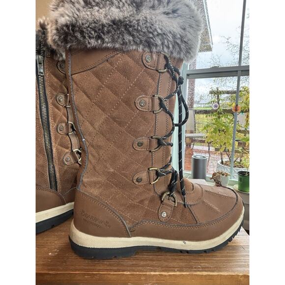 Bear Paw Women’s Leather Waterproof Mid Calf Boot Sz 11 NWOT Brown Lace Up Zip - Picture 5 of 10